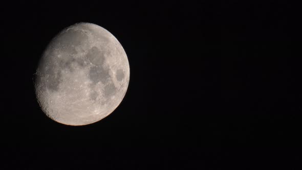 Close up Moon moving across the frame.