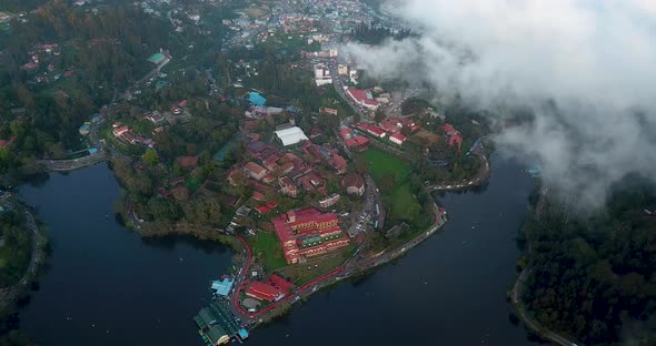 Resort hotel architecture building in Kodaikanal city on top of the green hills beside the lake city