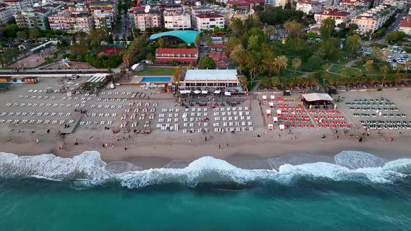 Bar by the sea aerial view 4 K Turkey Alanya