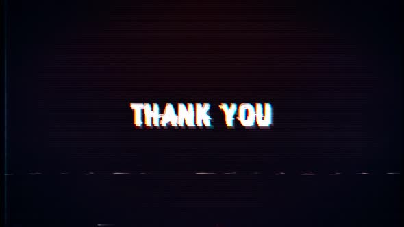 Thank You text with glitch effects retro screen
