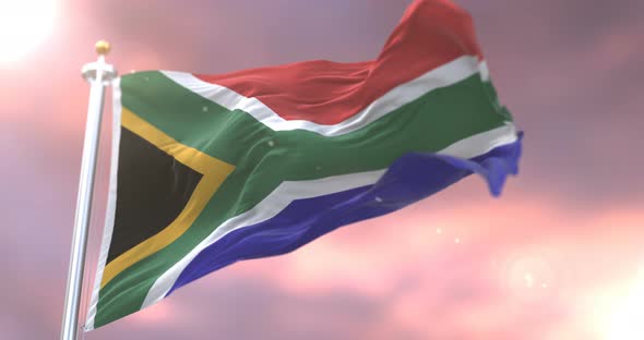 South Africa Flag at Sunset