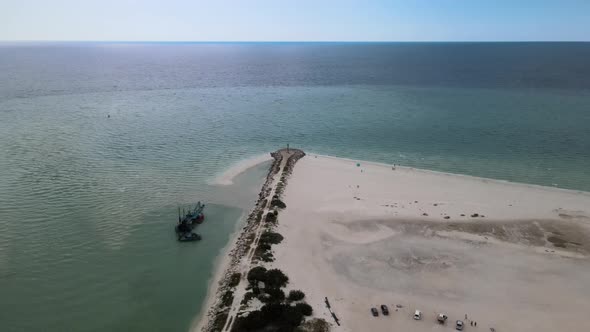 Landing view of lighthouse and research zone in Yucatan