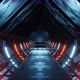 Cyber Tunnel. Sci-Fi interior design. Illuminated futuristic spaceship corridor. Looped 4k. - VideoHive Item for Sale
