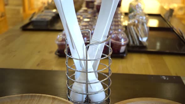 Closeup of Bakery Store Shop with Freshly Baked Breads on Shelf