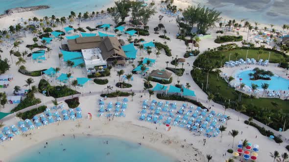 Aerial view of CocoCay Bahamas island