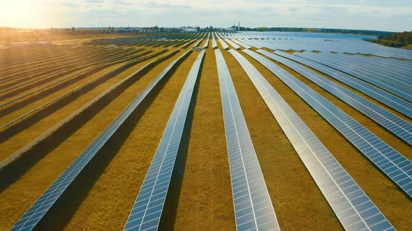 Top View of a Solar Power Station Renewable Energy Solar Panels