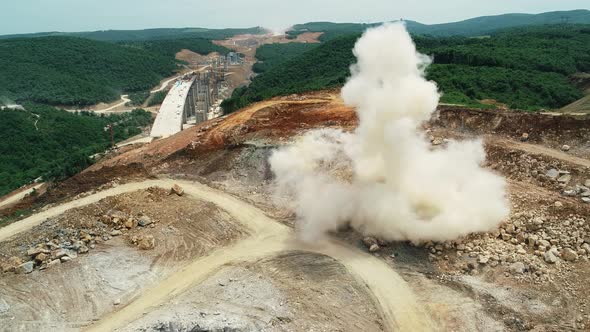 Dynamite Blasting At Construction Site