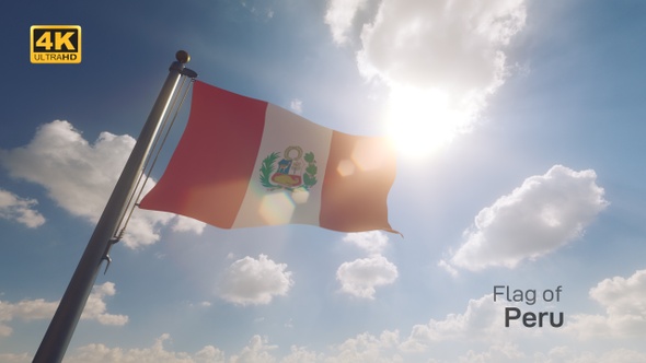 Peru Flag on a Flagpole V2 - 4K