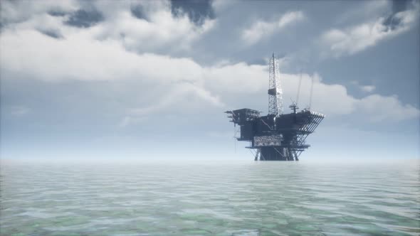 Large Pacific Ocean Offshore Oil Rig Drilling Platform alt