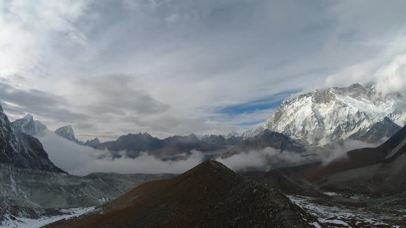 Lhotse and Nuptse Mountains. Himalaya, Nepal.