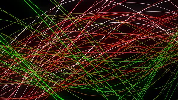 Colorful Ribbon Line Wave Motion Animated On Black Background Green Red