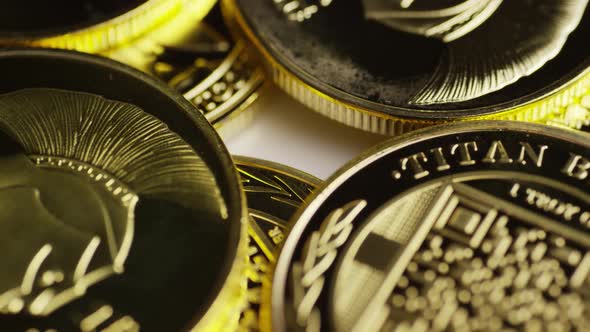 Rotating shot of Titan Bitcoins