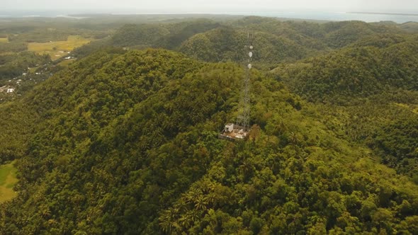 Telephone Signal Tower in Mountains.