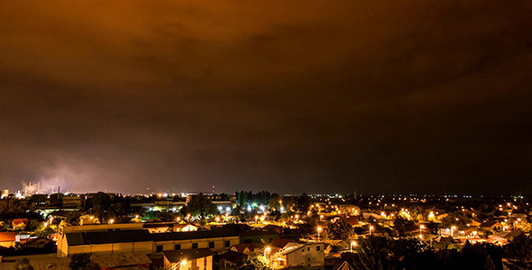 Industrial City Landscape At Night