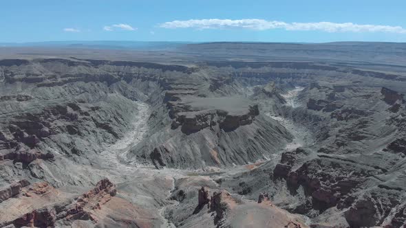 Flying over the Fish River Canyon in Namibia, Africa