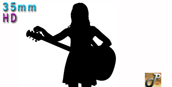 Silhouette Woman Play Guitar