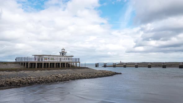 Timelapse of an abandoned lighthouse by the water