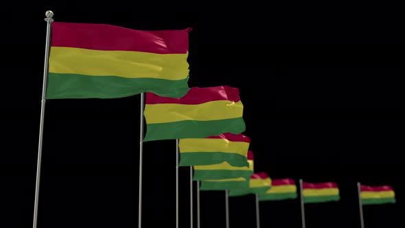 Bolivia  Row Of Flags Animation Include Alpha Channel