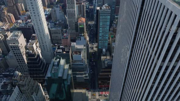 High Angle View of Traffic in Street Around GM High Rise Building