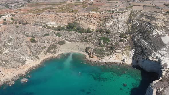 Aerial drone video from western Malta, Mgarr area, Fomm ir-Rih bay.