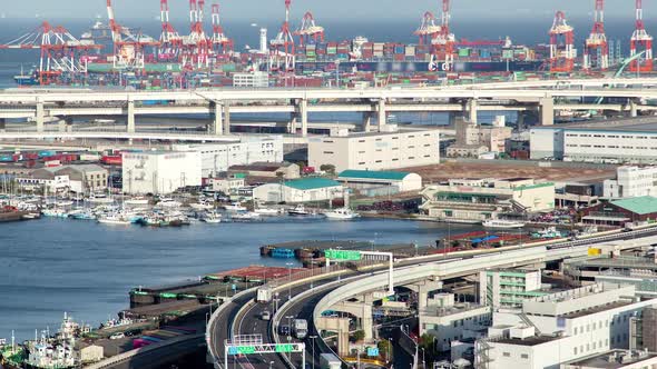 Yokohama Sea Port Dockland Area Japan Timelapse