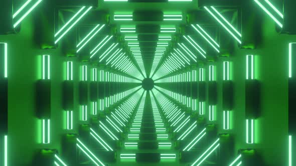 3D green Sci-Fi tech tunnel, loopable motion background