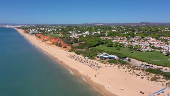 Aerial Drone Footage Shooting the Tourist Village of Vale De Lobo on the Shores of the Atlantic