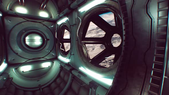 Dark Space Ship Futuristic Interior