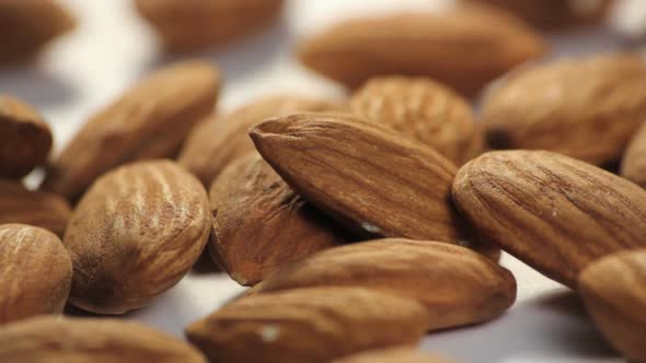 Almonds rotating close up studio