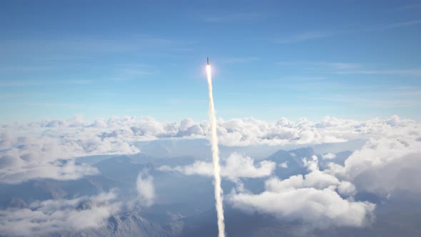 Rocket Flies Through the Clouds 4k alt