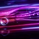 The Silhouette Of A Sports Car Is Driving Fast Along A Technological Highway - VideoHive Item for Sale