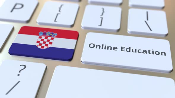 Online Education Text and Flag of Croatia on the Buttons