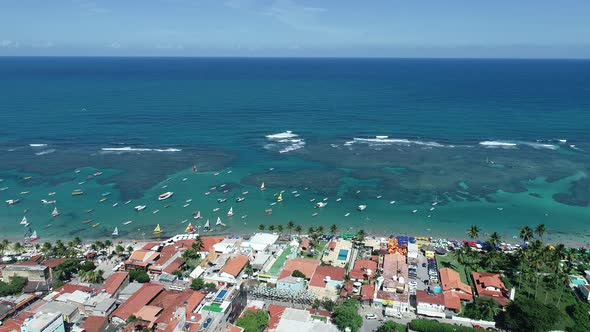 panning view of legendary beach at Northeast Brazil.