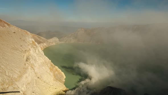 Volcanic Crater Where Sulfur Is Mined