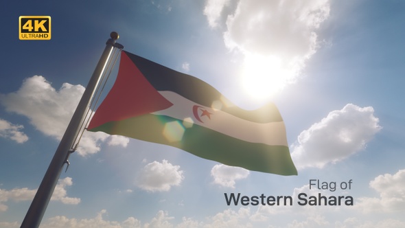 Western Sahara Flag on a Flagpole V2 - 4K