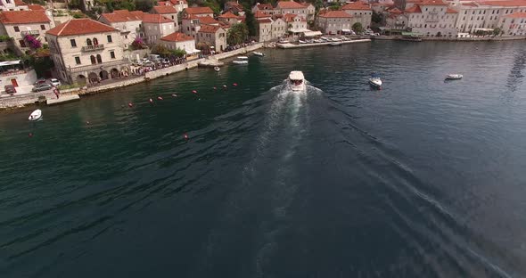 Ancient Houses on the Banks of Perast Near the Pier