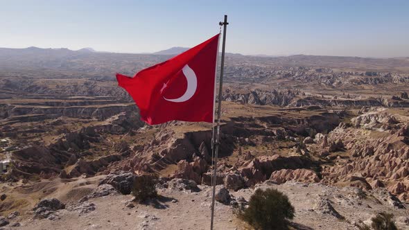 Aerial View Flag Turkey Cappadocia