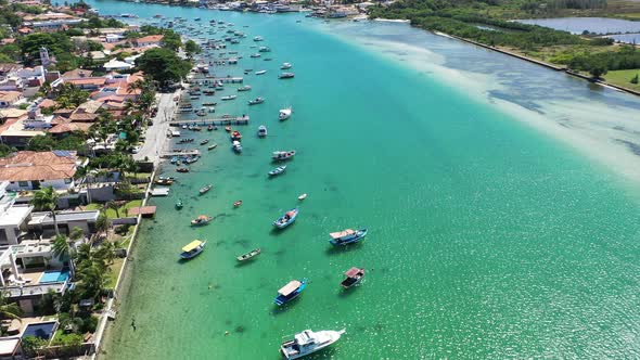 Peaceful landscape of coast city of Lakes Region of Rio de Janeiro Brazil.