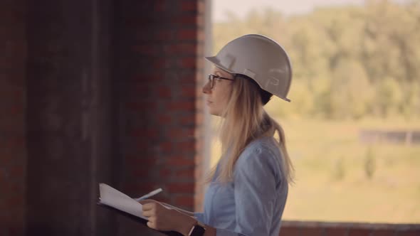 Builder Constructor Worker Read Blueprint.Civil Engineer Checking Construction.Real Estate Building