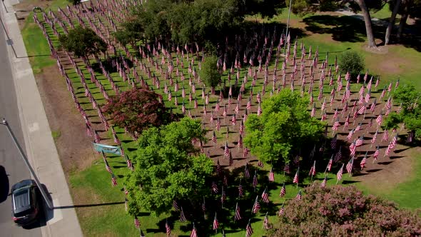 4K Drone Aerial Reveal American Veteran Memorial Flag Park