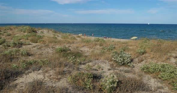 The beach between the Canet en Roussillon and Saint Cyprien, Occitanie, France