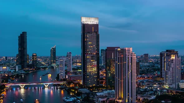 Day and Night Transition Time Lapse of Cityscape and Buildings in Metropolis