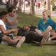 Laughing Diverse Friends Chilling in Park - VideoHive Item for Sale