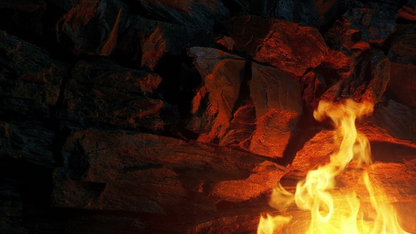 Fire In Cave Fantasy Background