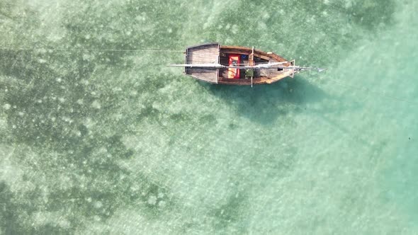 Tanzania Vertical Video  Boat Boats in the Ocean Near the Coast of Zanzibar Aerial View