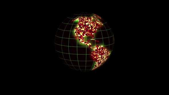 Glowing 3d Earth Black Background