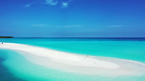 Aerial texture of paradise island beach time by blue lagoon with bright sand background of journey n