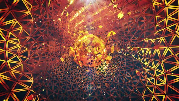 Gold Debris Fantasy 3D Geometric Shapes Background 4k 