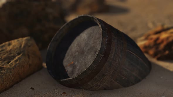 Old Wooden Barrel at Sand Beach