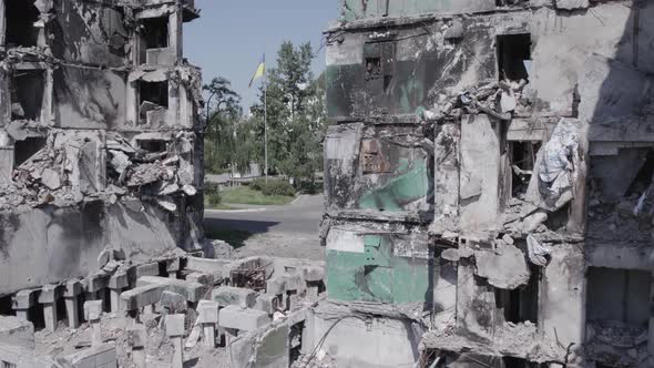 Multistorey Building Bombed During the War in Ukraine